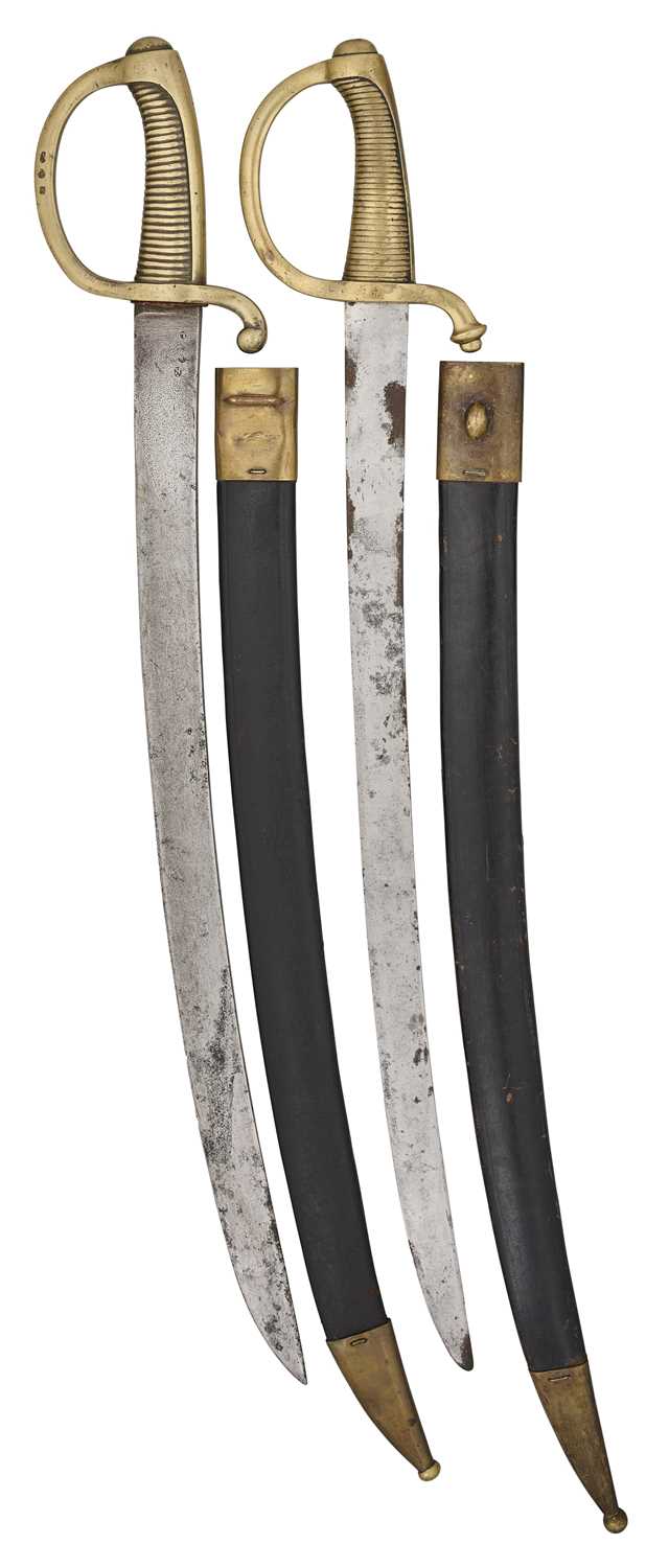 Lot 535 - A FRENCH NAPOLEONIC INFANTRY SABRE (BRIQUET), AND A FRENCH NAVAL SABRE (BRIQUET)