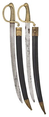 Lot 535 - A FRENCH NAPOLEONIC INFANTRY SABRE (BRIQUET), AND A FRENCH NAVAL SABRE (BRIQUET)