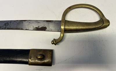 Lot 535 - A FRENCH NAPOLEONIC INFANTRY SABRE (BRIQUET), AND A FRENCH NAVAL SABRE (BRIQUET)