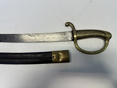 Lot 535 - A FRENCH NAPOLEONIC INFANTRY SABRE (BRIQUET), AND A FRENCH NAVAL SABRE (BRIQUET)