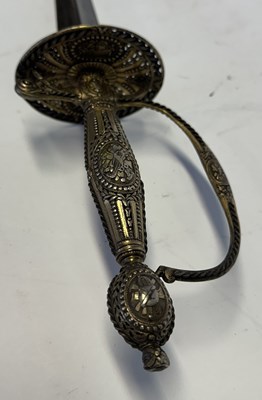Lot 52 - AN ENGLISH SILVER-GILT HILTED SMALL-SWORD, INDISTINCT SILVER MARKS, LATE 18TH CENTURY
