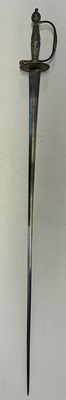 Lot 52 - AN ENGLISH SILVER-GILT HILTED SMALL-SWORD, INDISTINCT SILVER MARKS, LATE 18TH CENTURY