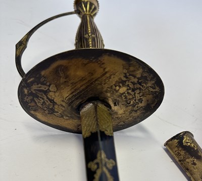Lot 49 - AN ENGLISH SMALL-SWORD WITH SILVER-GILT HILT, INDISTINCT LONDON HALLMARKS