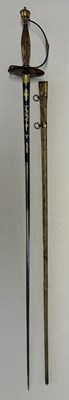 Lot 49 - AN ENGLISH SMALL-SWORD WITH SILVER-GILT HILT, INDISTINCT LONDON HALLMARKS