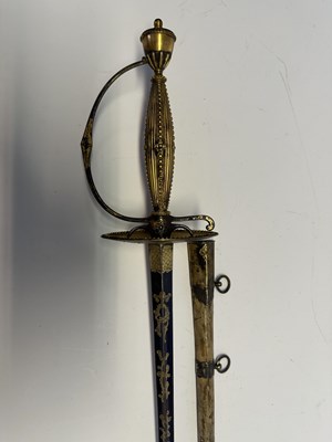 Lot 49 - AN ENGLISH SMALL-SWORD WITH SILVER-GILT HILT, INDISTINCT LONDON HALLMARKS