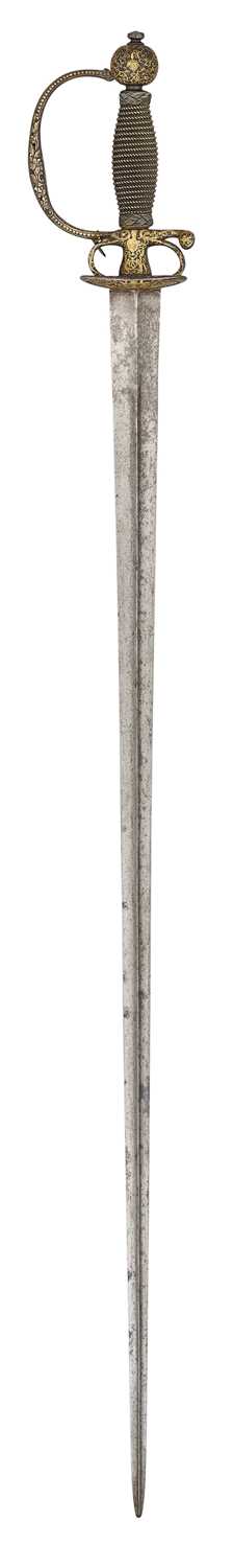 Lot 58 - A CONTINENTAL SMALL-SWORD WITH GOLD DECORATED HILT, EARLY 18TH CENTURY