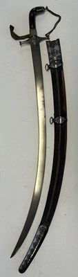 Lot 73 - A RARE INDO-PERSIAN SILVER-MOUNTED SHAMSHIR, LATE 18TH CENTURY