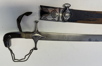 Lot 73 - A RARE INDO-PERSIAN SILVER-MOUNTED SHAMSHIR, LATE 18TH CENTURY