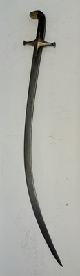 Lot 77 - AN INDO-PERSIAN SHAMSHIR, LATE 18TH/EARLY 19TH CENTURY, AND A NORTH AFRICAN JAMBIYA
