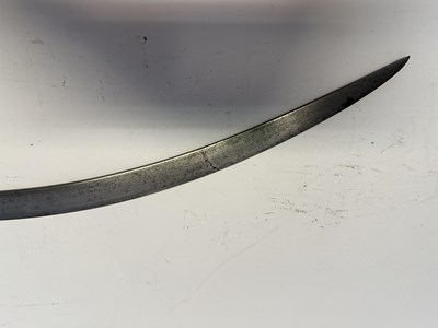 Lot 77 - AN INDO-PERSIAN SHAMSHIR, LATE 18TH/EARLY 19TH CENTURY, AND A NORTH AFRICAN JAMBIYA