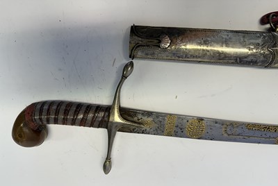 Lot 74 - A TURKISH KILIJ WITH GOLD BLADE INSCRIPTIONS, PROBABLY REIGN OF SELIM III (1789-1807)