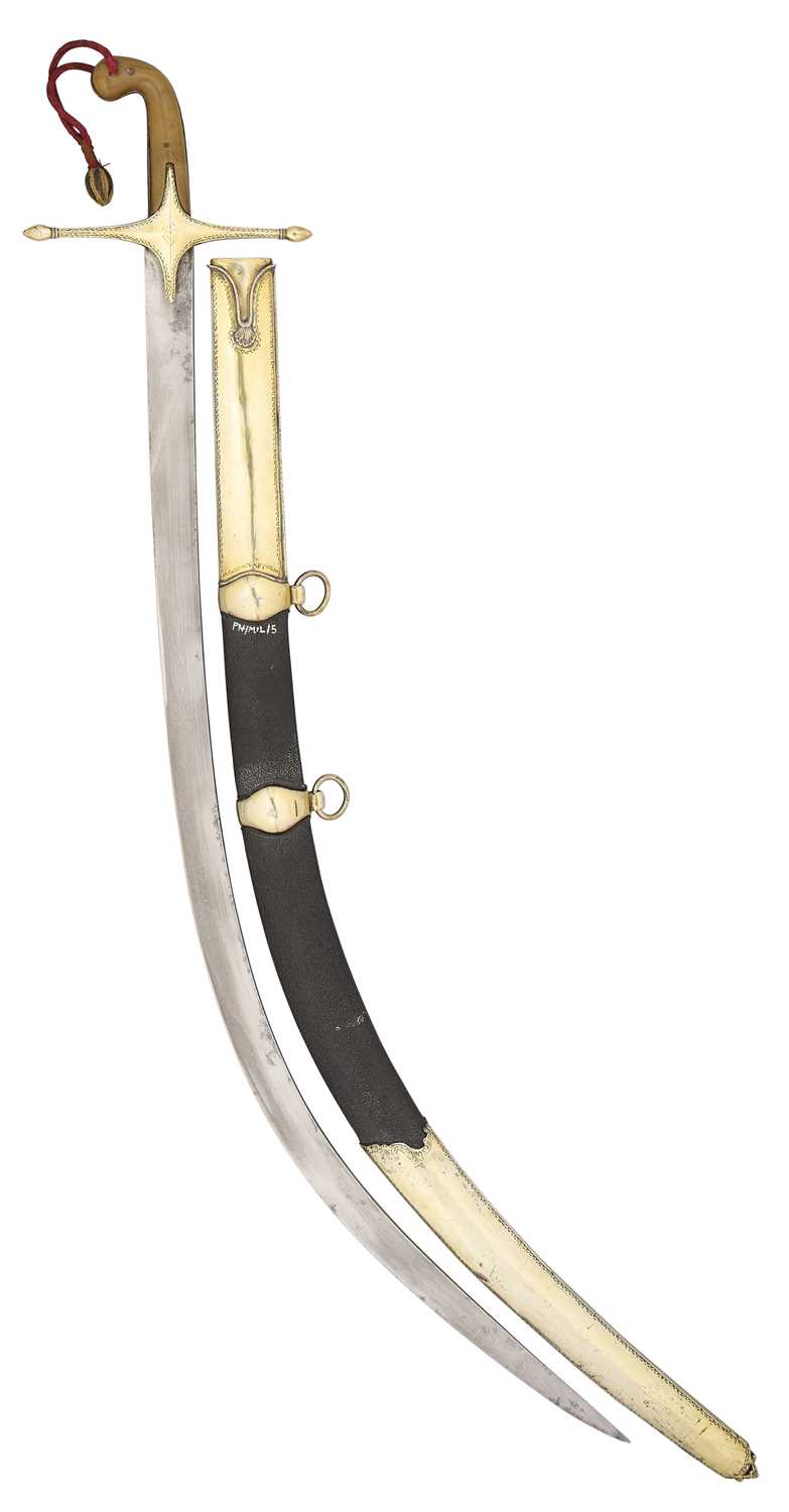 Lot 75 - A TURKISH SHAMSHIR WITH SILVER-GILT MOUNTS, TURKISH SILVER AND TUGHRA MARKS