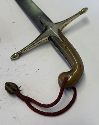 Lot 75 - A TURKISH SHAMSHIR WITH SILVER-GILT MOUNTS, TURKISH SILVER AND TUGHRA MARKS