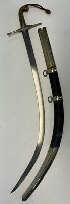 Lot 75 - A TURKISH SHAMSHIR WITH SILVER-GILT MOUNTS, TURKISH SILVER AND TUGHRA MARKS