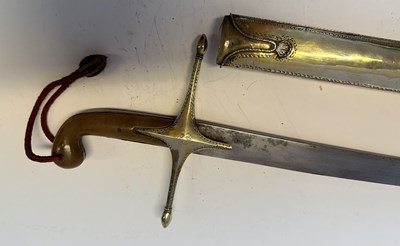 Lot 75 - A TURKISH SHAMSHIR WITH SILVER-GILT MOUNTS, TURKISH SILVER AND TUGHRA MARKS