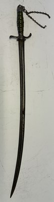 Lot 92 - AN ENGLISH SILVER-MOUNTED HUNTING HANGER, INDISTINCT SILVER HALLMARKS AND MAKER’S MARK, CIRCA 1770