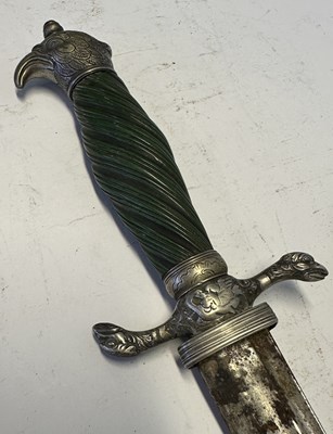 Lot 93 - AN ENGLISH SILVER-MOUNTED HUNTING HANGER, CIRCA 1770