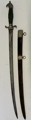 Lot 93 - AN ENGLISH SILVER-MOUNTED HUNTING HANGER, CIRCA 1770