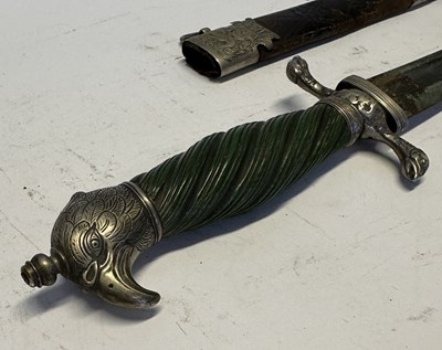 Lot 93 - AN ENGLISH SILVER-MOUNTED HUNTING HANGER, CIRCA 1770