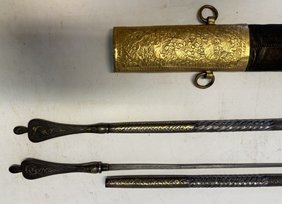 Lot 18 - A RARE PAIR OF PERSIAN JARIDS IN THEIR SCABBARD, QAJAR, 19TH CENTURY