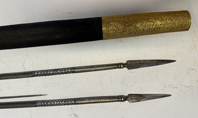 Lot 18 - A RARE PAIR OF PERSIAN JARIDS IN THEIR SCABBARD, QAJAR, 19TH CENTURY