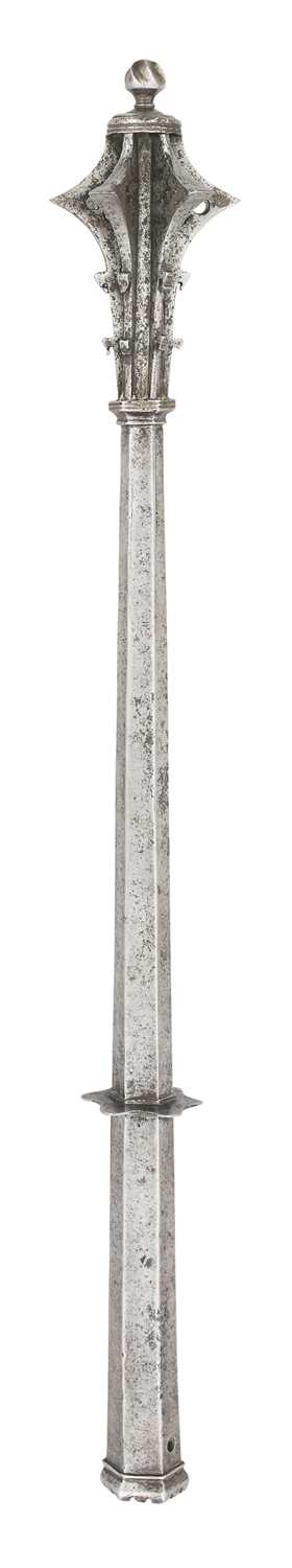 Lot 65 - A RARE GERMAN GOTHIC STEEL MACE, LATE 15TH CENTURY