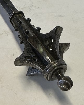 Lot 65 - A RARE GERMAN GOTHIC STEEL MACE, LATE 15TH CENTURY