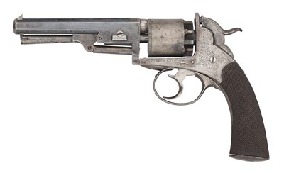 Lot 264 - A RARE 80 BORE PERCUSSION BENTLEY PATENT DOUBLE-ACTION FIVE-SHOT REVOLVER BY