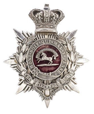 Lot 578 - A 4TH VOLUNTEER BATTALION KING'S LIVERPOOL REGIMENT OFFICER'S HELMET PLATE, CIRCA 1888-1901