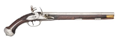 Lot 225 - A EUROPEAN 13 BORE FLINTLOCK HOLSTER PISTOL, EARLY 18TH CENTURY