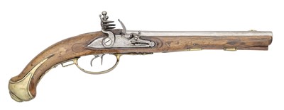 Lot 209 - A EUROPEAN 28 BORE FLINTLOCK D.B. PISTOL, MID-18TH CENTURY, PROBABLY GERMAN