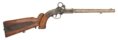 Lot 228 - A RARE DANISH LOBNITZ PATENT 22 BORE PERCUSSION MODEL 1842 BREECH-LOADING MILITARY PISTOL CARBINE