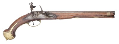 Lot 207 - A GERMAN 18 BORE FLINTLOCK HOLSTER PISTOL BY R. WALMEROD