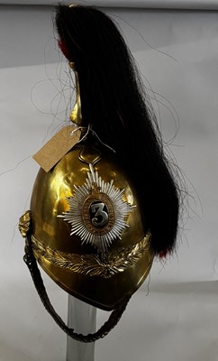 Lot 566 - AN 1871 PATTERN OTHER RANKS 3RD (PRINCE OF WALES’S) DRAGOON GUARDS HELMET