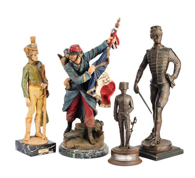 Lot 609 - FIVE MODERN STATUETTES OF MILITARY OFFICERS