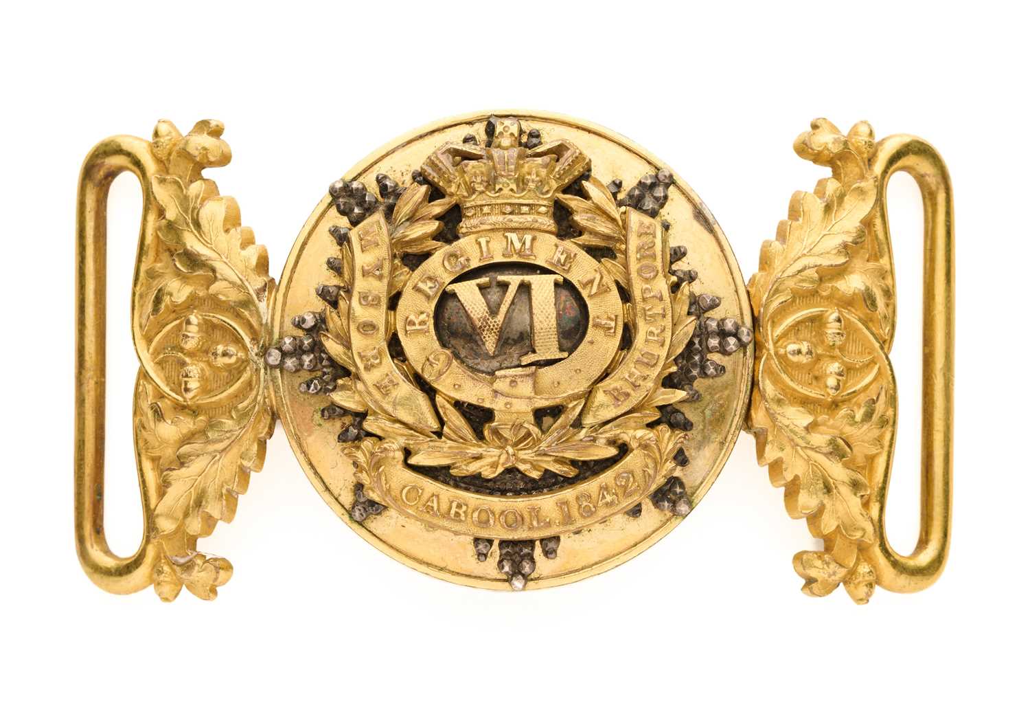 Lot 596 - A 6TH NATIVE INFANTRY OFFICER'S WAIST BELT CLASP, CIRCA 1830-57