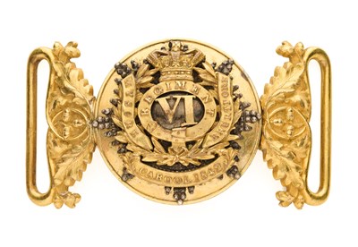 Lot 596 - A 6TH NATIVE INFANTRY OFFICER'S WAIST BELT CLASP, CIRCA 1830-57