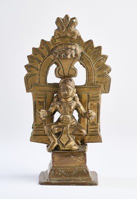 Lot 135 - A BRONZE SHRINE DEPICTING A GODDESS, DECCAN, 19TH/20TH CENTURY