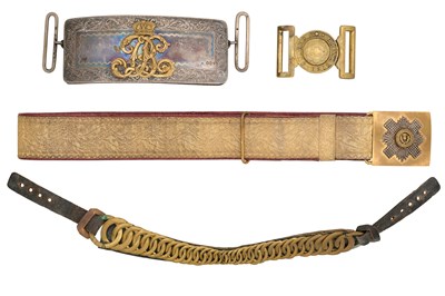 Lot 573 - A VICTORIAN OFFICER’S SILVER-MOUNTED FLAP-POUCH, LONDON SILVER HALLMARKS FOR 1884, MAKER’S MARK ET