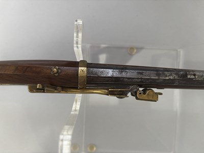 Lot 502 - AN UNUSUAL JAPANESE MATCHLOCK PISTOL CARBINE OF SMALL BORE