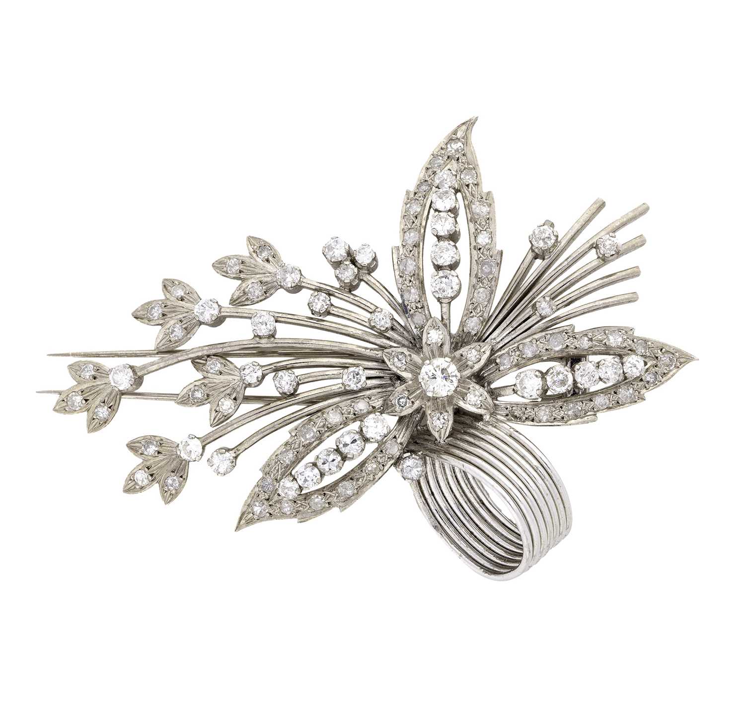 Lot 382 - DIAMOND BROOCH, 1950s