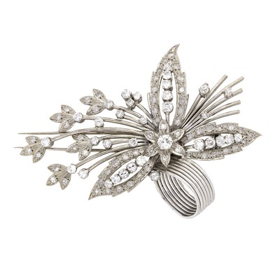 Lot 382 - DIAMOND BROOCH, 1950s