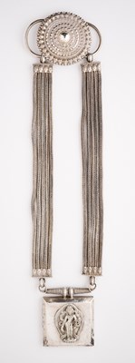 Lot 242 - A TAMANG SILVER JANTAR NECKLACE, NEPAL, 19TH CENTURY