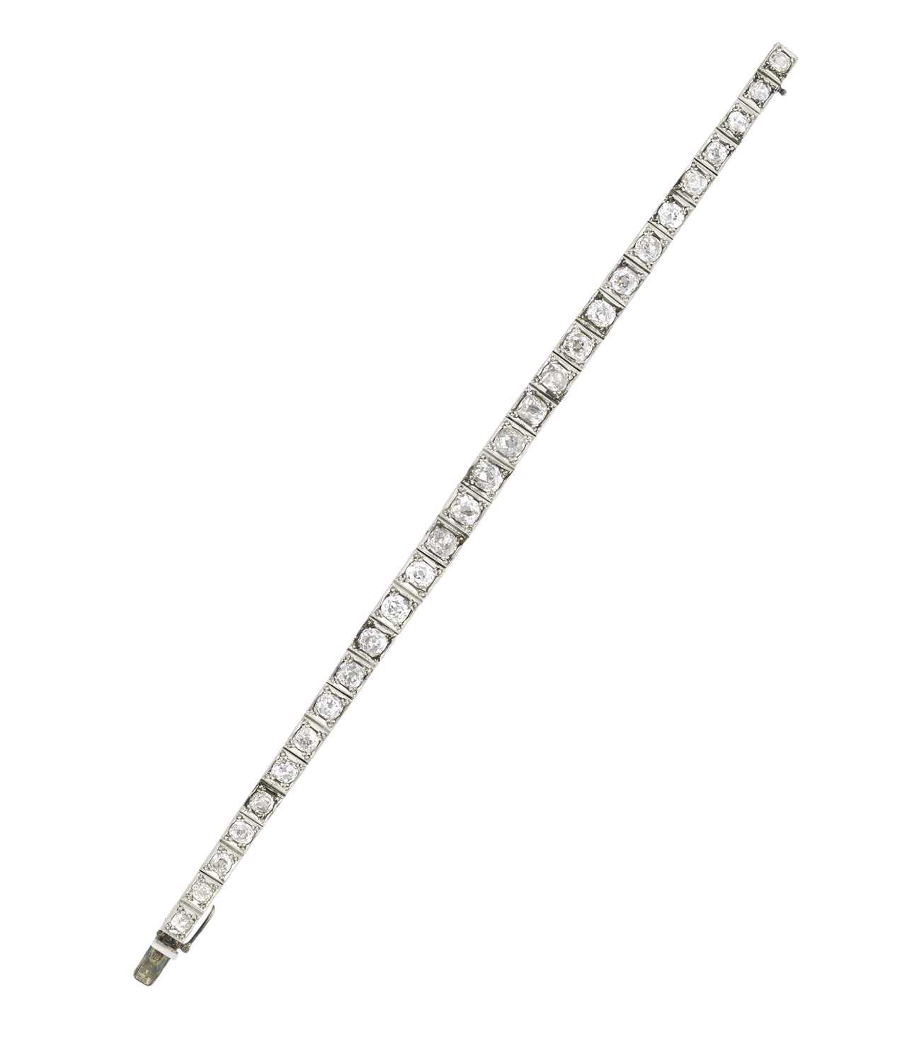 Lot 380 - EDWARDIAN DIAMOND LINE BRACELET, 1900s