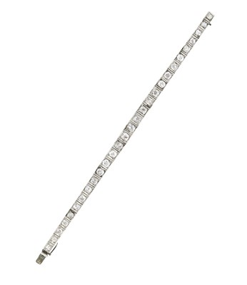 Lot 380 - EDWARDIAN DIAMOND LINE BRACELET, 1900s