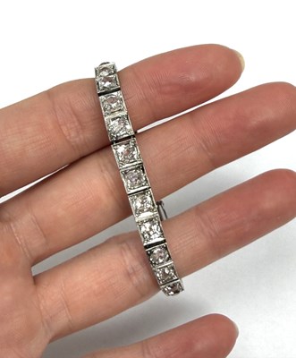 Lot 380 - EDWARDIAN DIAMOND LINE BRACELET, 1900s