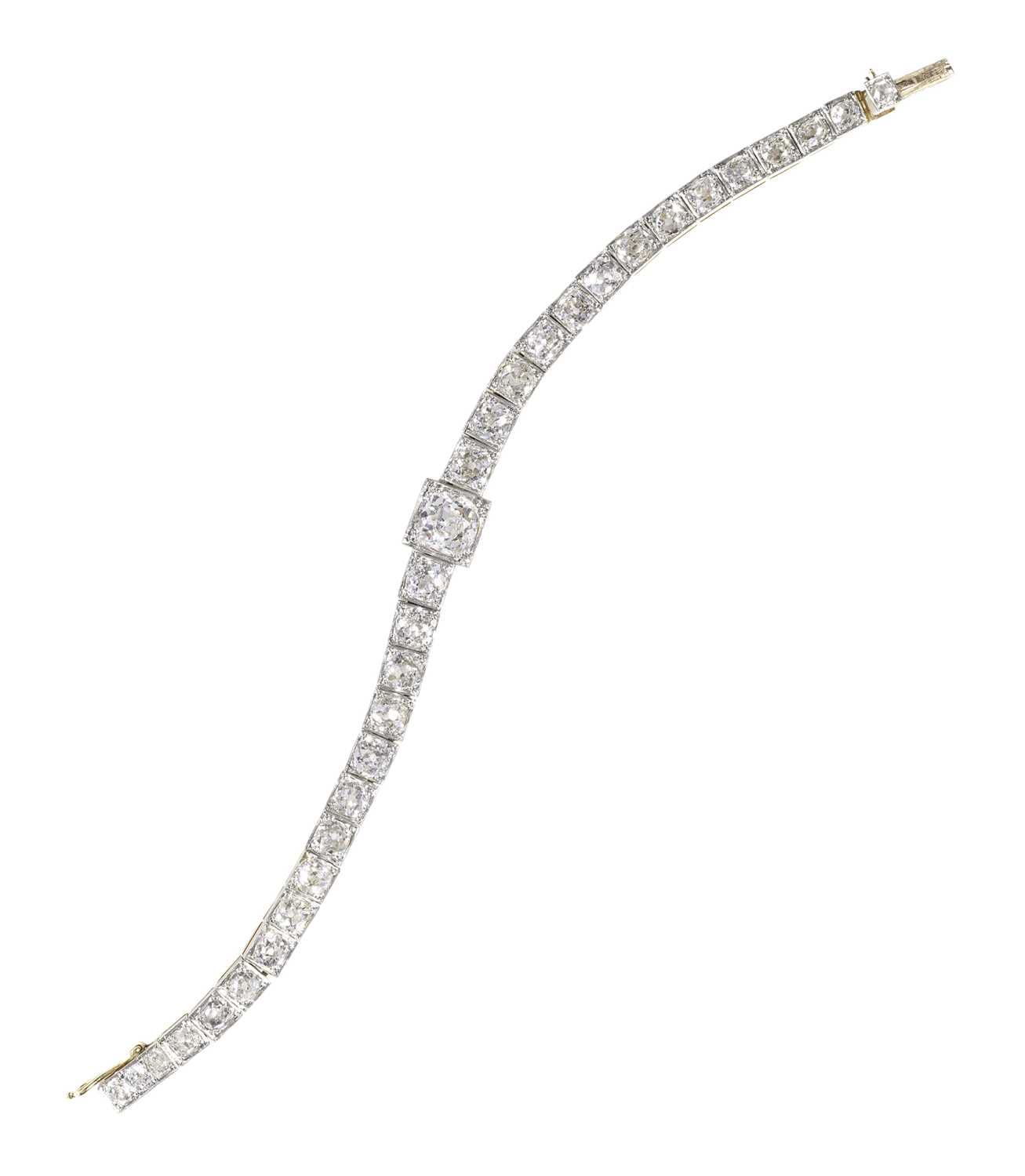 Lot 384 - EDWARDIAN DIAMOND LINE BRACELET, 1900s