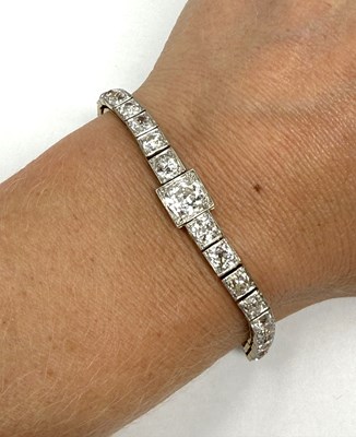 Lot 384 - EDWARDIAN DIAMOND LINE BRACELET, 1900s