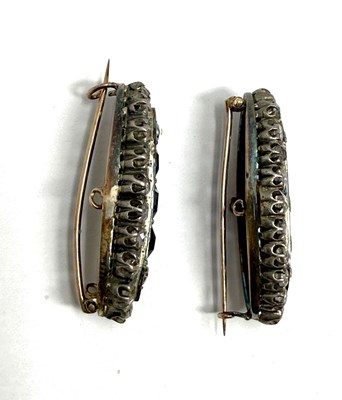 Lot 381 - PAIR OF VICTORIAN SAPPHIRE AND DIAMOND BROOCHES, 1890s