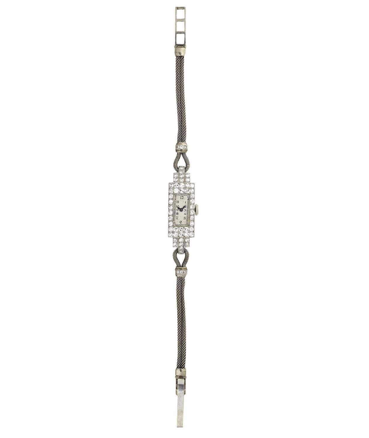 Lot 327 - LACLOCHE FRERES: LADY'S ART DECO DIAMOND COCKTAIL WATCH, 1930s